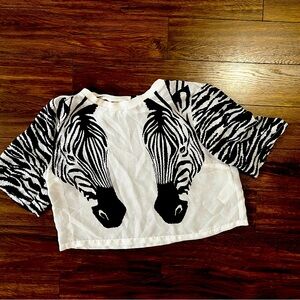 Bold Zebra Print Statement Top – Black & White – Size small